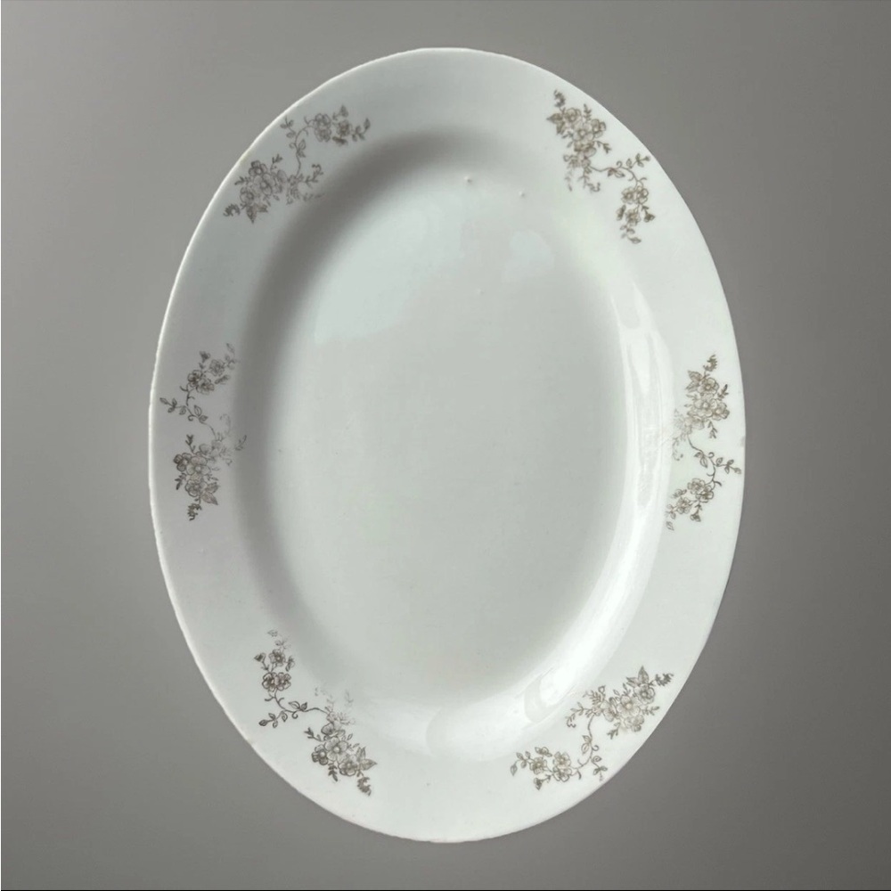 Antique Homer Laughlin Genesee Oval Platter 11.5" Gold Rose 1917 China Plate